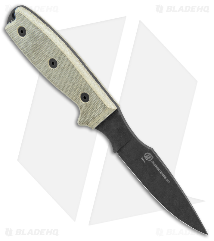Ontario OKC RAT-3 Caper Fixed Blade Knife Tan Micarta (3" Black) 8663