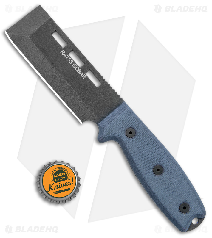 Ontario OKC RAT-3 Gobar Fixed Blade Knife Black Micarta (3.5" Black) 8660