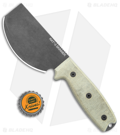 Ontario OKC RAT-3 Skinner Fixed Blade Knife Tan Micarta (3.75" Black) 8661