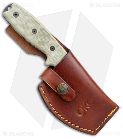 Ontario OKC RAT-3 Skinner Fixed Blade Knife Tan Micarta (3.75" Black) 8661