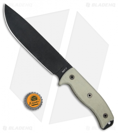 Ontario RAT-7 Fixed Blade Knife Micarta w/ Nylon Sheath (7" Black) 8668