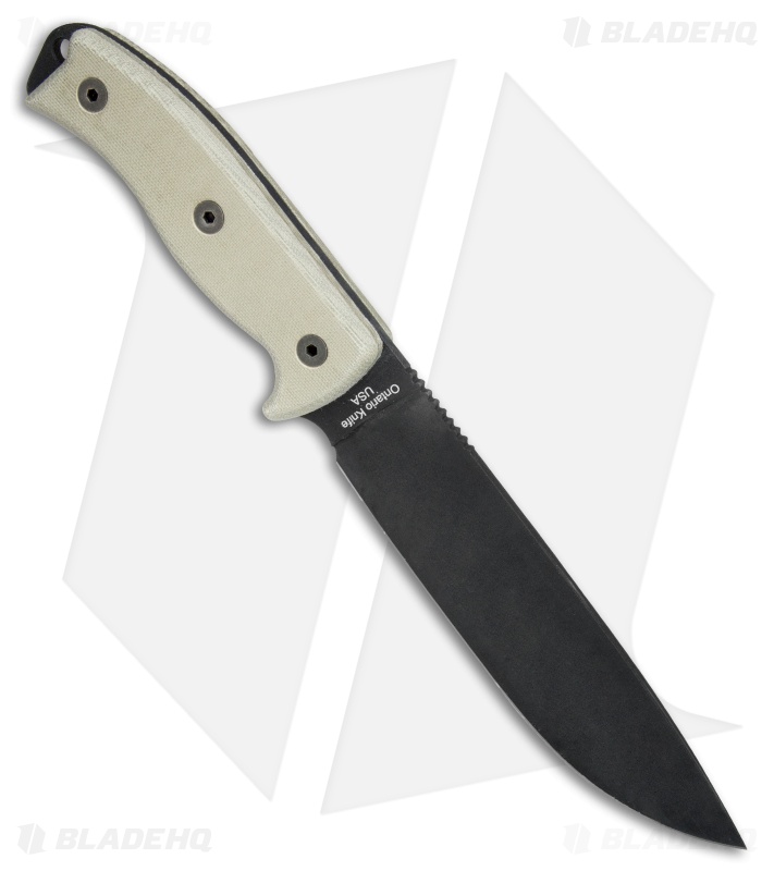 Ontario RAT-7 Fixed Blade Knife Micarta w/ Nylon Sheath (7" Black) 8668