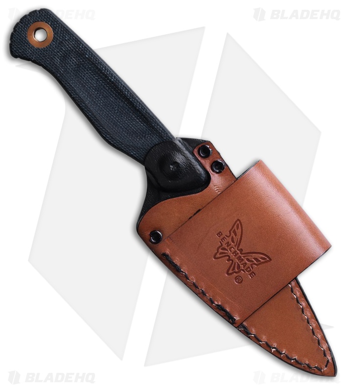 Benchmade Dacian Knife + Leather Sheath Blue Denim Micarta (3.5" SW Polish)