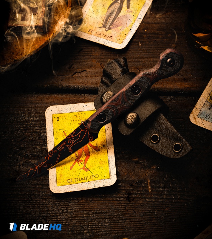 TOPS Knives El Pionero Diablito Fixed Blade Knife Black (3.3" BLK/Red Cerakote)