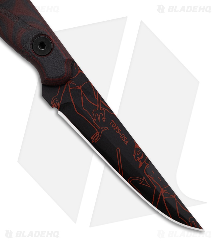 TOPS Knives El Pionero Diablito Fixed Blade Knife Black (3.3" BLK/Red Cerakote)