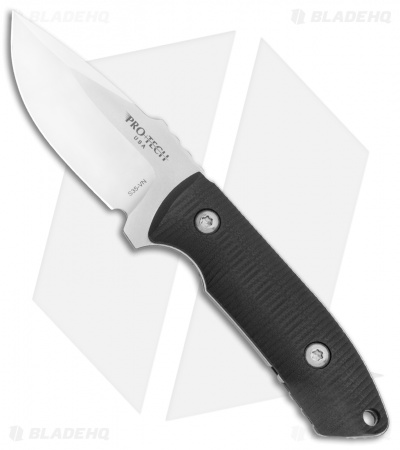 Pro-Tech George SBR Fixed Blade Knife Black G-10 (3.25" Satin) Leather Sheath