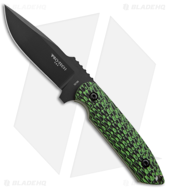 ProTech Rockeye Fixed Blade Knife Black/Neon Green G10 Blade HQ