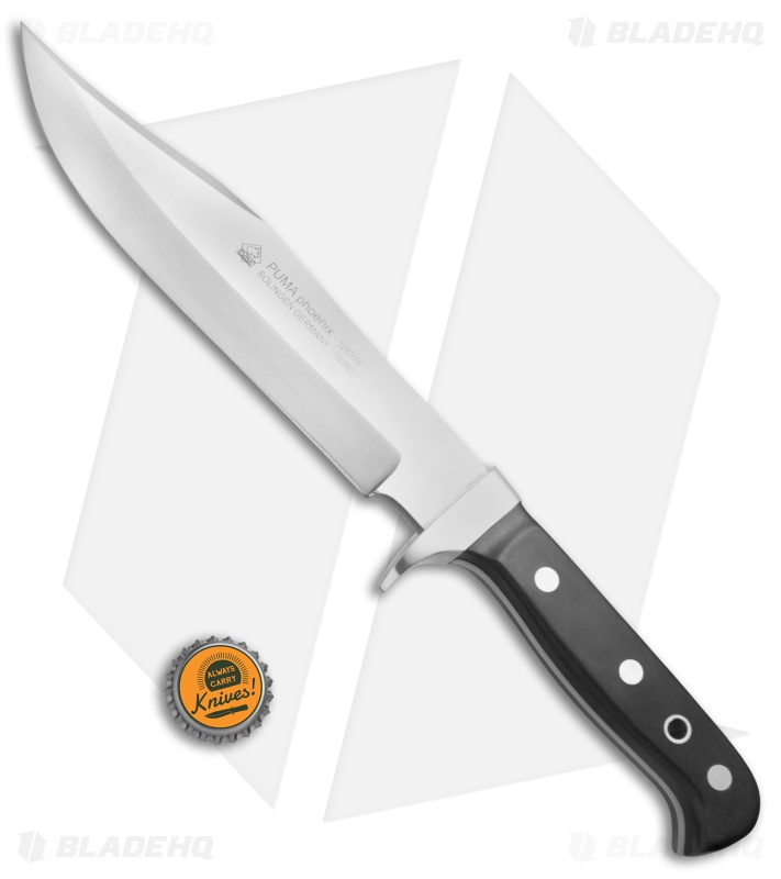 Puma Phoenix Bowie Fixed Blade Knife Ebony Wood  (8" Satin) 126376