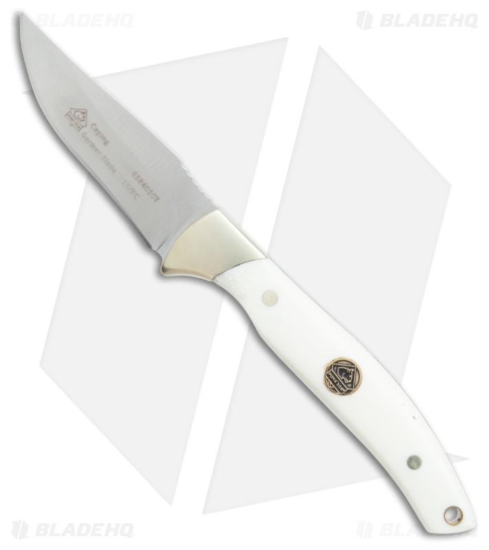 Puma SGB Skin'n Cape White Bone w/Leather Sheath & Sharpening Steel 6584000T