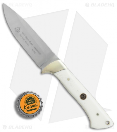 Puma SGB Skin'n Cape White Bone w/Leather Sheath & Sharpening Steel 6584000T