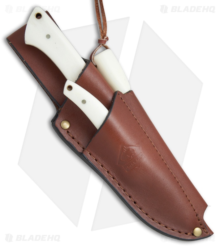 Puma SGB Skin'n Cape White Bone w/Leather Sheath & Sharpening Steel 6584000T