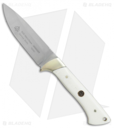 Puma SGB Skin'n Cape White Bone w/Leather Sheath & Sharpening Steel 6584000T