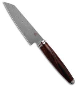 QSP Mulan Series 4&quot; Kritsuke Kitchen Knife Desert Iron Wood (Damascus) | 201472