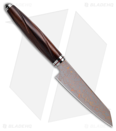 QSP Mulan Series 4" Kritsuke Kitchen Knife Desert Iron Wood (Copper Damascus)