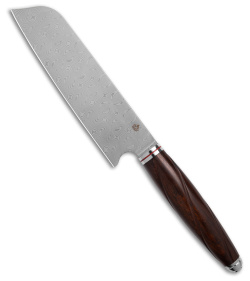 QSP Mulan Series 7&quot; Santoku Kitchen Knives Desert Iron Wood (Damascus) | 201466