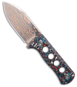 QSP Canary Fixed Blade Red/White/Blue CF (2.5" Copper Damascus)