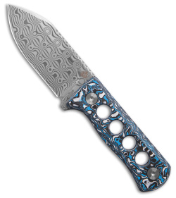 QSP Canary Fixed Blade White/Blue Carbon Fiber (2.5" Damascus)