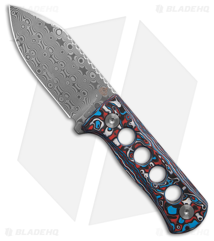 QSP Canary Fixed Blade Red White Blue CF Damascus - Blade HQ