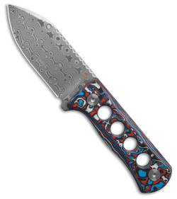 QSP Canary Fixed Blade Red/White/Blue Carbon Fiber (2.5" Damascus)