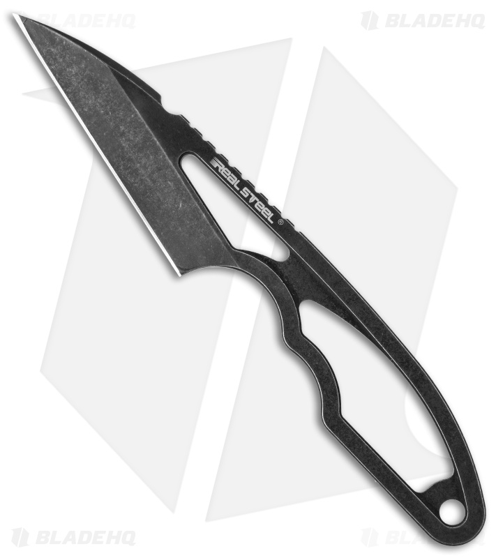 Real Steel Knives Alieneck Wharncliffe Fixed Blade Neck Knife (3.0" Black)
