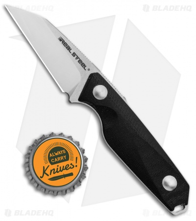 Real Steel Connector Wharncliffe Fixed Blade Neck Knife Black G-10 (2.25" Satin)