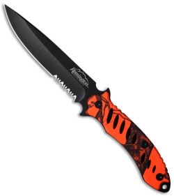 Remington FAST Fixed Blade Knife Orange Camo (5.5" Black Serr) 19761