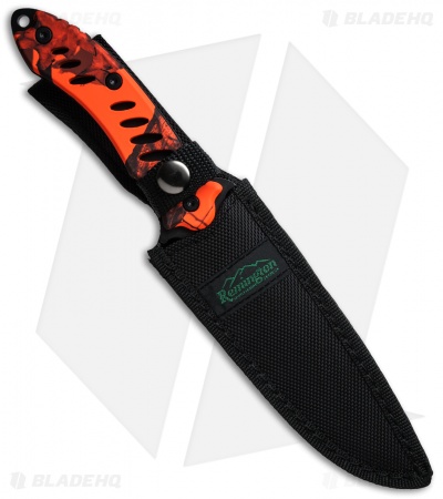 Remington FAST Fixed Blade Knife Orange Camo (5.5" Black Serr) 19761