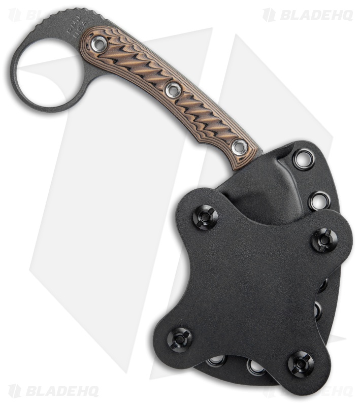 RMJ Tactical Korbin Karambit Fixed Blade Hyena Brown G-10 (3" Gray)