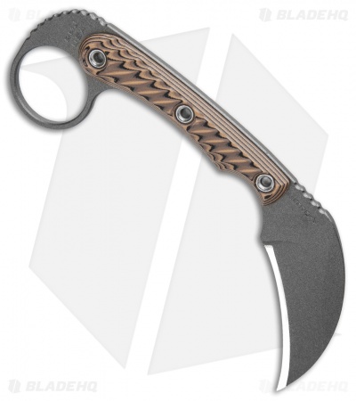 RMJ Tactical Korbin Karambit Fixed Blade Hyena Brown G-10 (3" Gray)