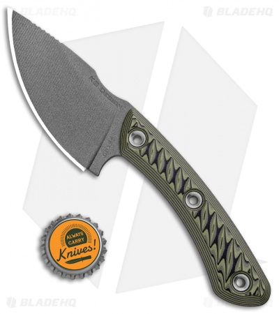 RMJ Tactical Nomad Fixed Blade Knife Dirty Olive G-10 (3.6" Tungsten Cerakote)