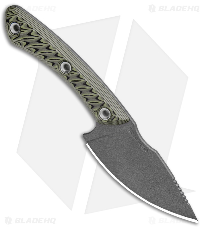 RMJ Tactical Nomad Fixed Blade Knife Dirty Olive G-10 (3.6" Tungsten Cerakote)