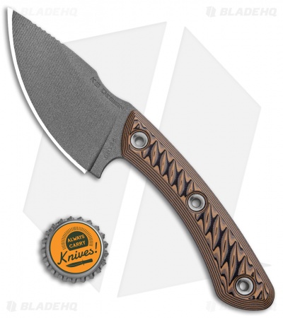 RMJ Tactical Nomad Fixed Blade Knife Hyena Brown G-10 (3.6" Tungsten Cerakote)