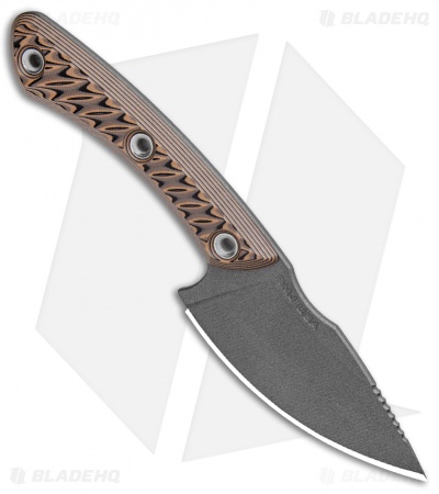 RMJ Tactical Nomad Fixed Blade Knife Hyena Brown G-10 (3.6" Tungsten Cerakote)