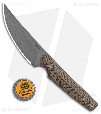 RMJ Tactical Unmei Fixed Blade Knife Hyena Brown G-10 (3.875" Tungsten Cerakote)
