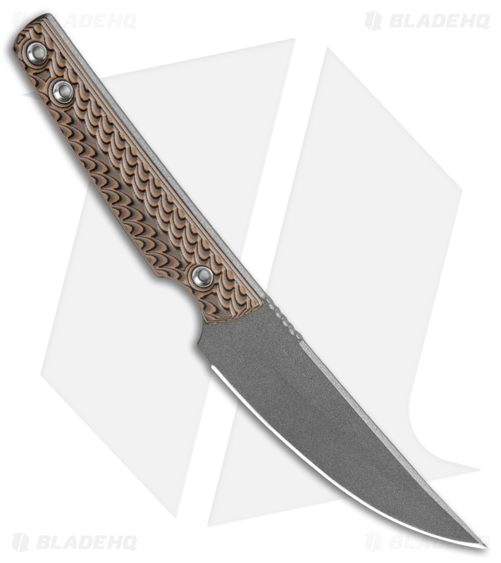 RMJ Tactical Unmei Fixed Blade Knife Hyena Brown G-10 (3.875" Tungsten Cerakote)