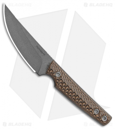 RMJ Tactical Unmei Fixed Blade Knife Hyena Brown G-10 (3.875" Tungsten Cerakote)
