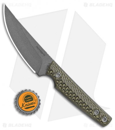 RMJ Tactical Unmei Fixed Blade Knife Dirty Olive G-10 (3.875" Tungsten Cerakote)
