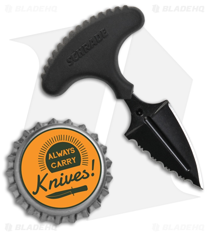Schrade SCHF50 Mini Push Dagger Fixed Blade Knife (1.5" Black Serr)