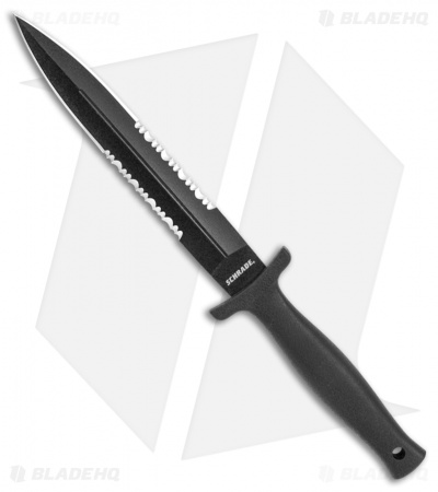 Schrade Needle Boot Knife Fixed Blade w/ Leather Sheath (7.5" Black Serr)