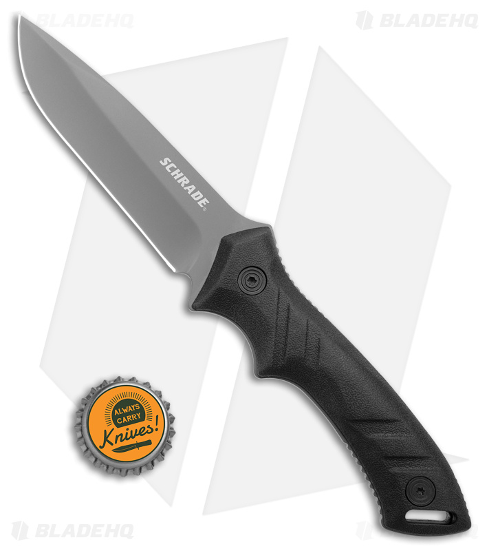 Schrade SCHF31 Drop Point Fixed Blade Knife Black TPE (4.5" Gray)