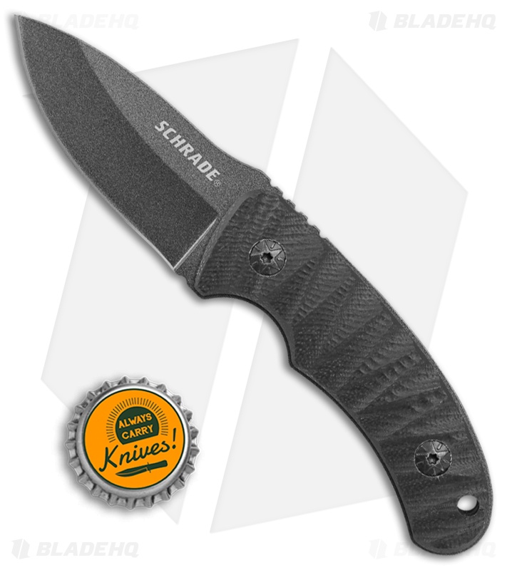 Schrade SCHF57 Full Tang Fixed Blade Knife Black G-10 (2.5" Black)