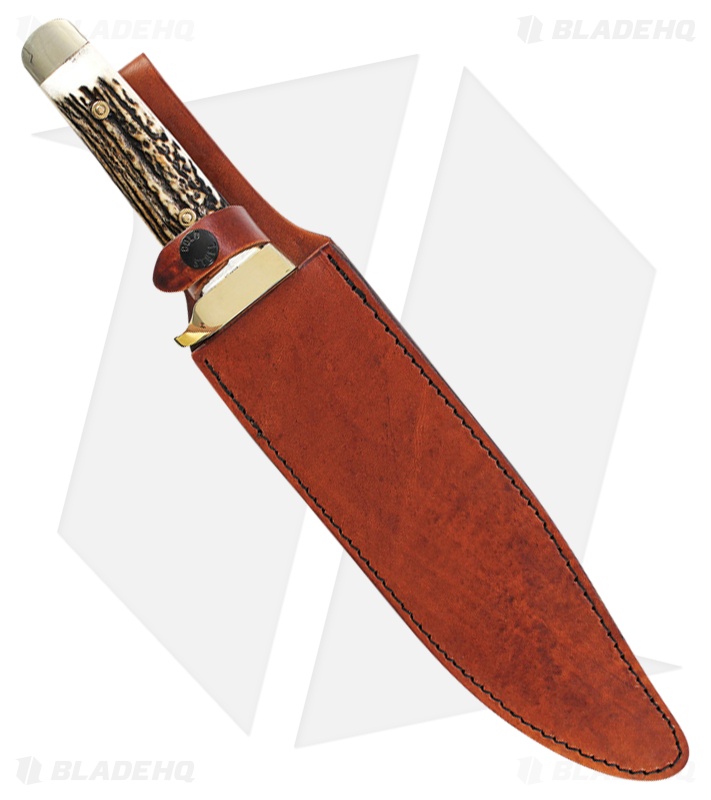 Schrade Uncle Henry Bowie Fixed Blade Knife Stag (9.5" Satin) SCH184STUH