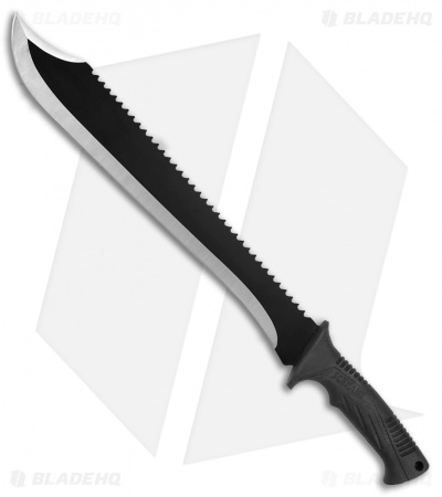Schrade Clip Point Machete Fixed Blade w/ Sawback (14.8" Black) SCMACH2CP