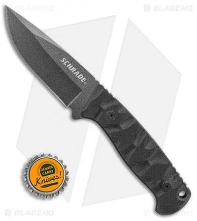 Schrade Full Tang Fixed Blade Knife Black G-10 (3.8" Black) SCHF59