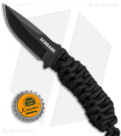 Schrade Full Tang Neck Knife Black Paracord (2.7" Black) SCHF46