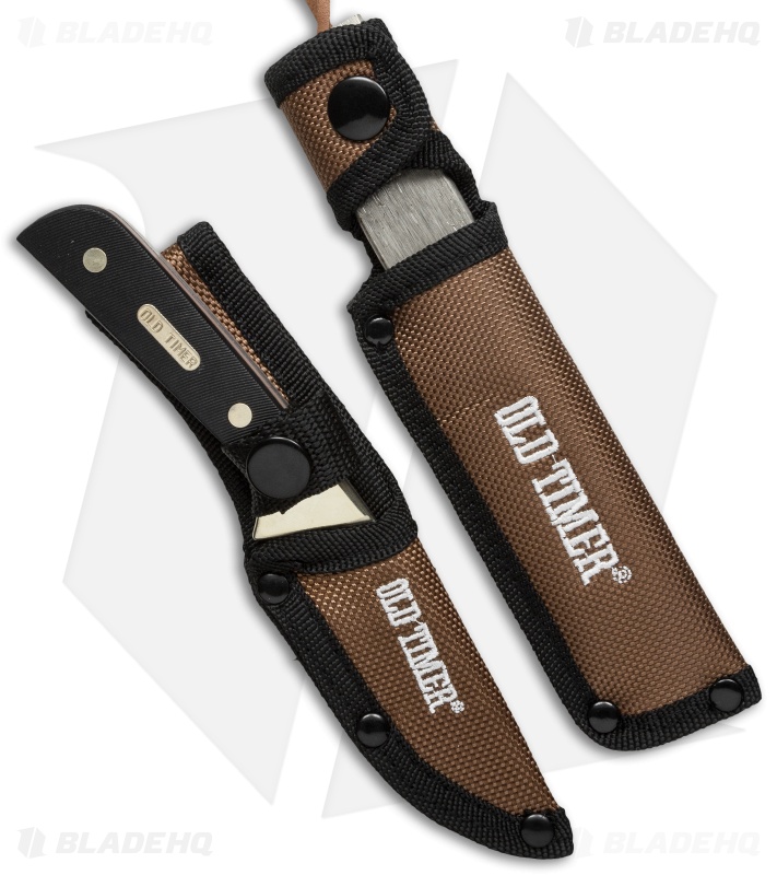 Old Timer Deer Combo Pack Fixed Blade Knife w/ Sharpener (2.50" Satin)