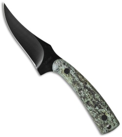 Old Timer Sharpfinger Fixed Blade Hunting Knife Green Camo (3.25" Black)