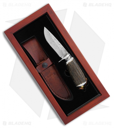 Schrade Elk Hunter Fixed Blade Knife Stag (3.75" Damascus) SCHUHP1731CP 