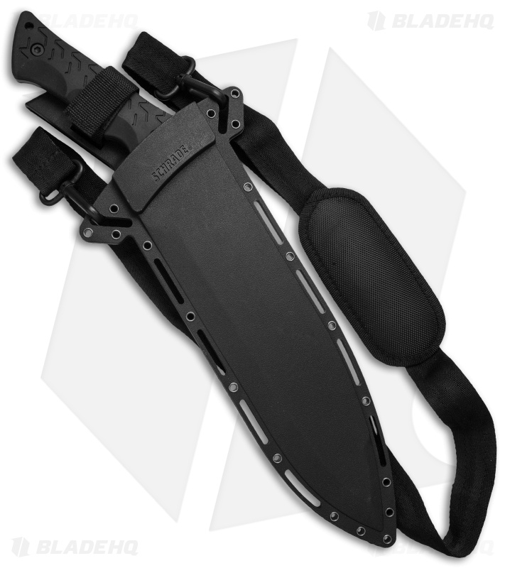 Schrade Jethro Fixed Blade Machete Knife Black TPE (11.6" Gray) SCHF48