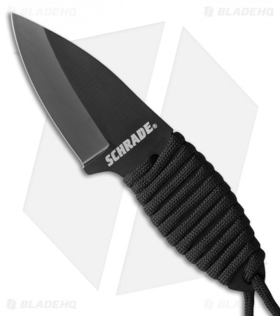 Schrade 406 Fixed Blade Neck Knife Cord Wrap (2.5" Black) SCH406N